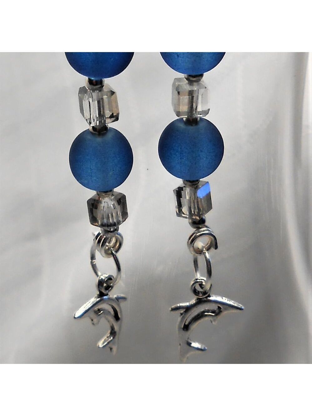 No 483 Handmade earrings with Tibetan silver dolphins charms